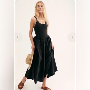Free People Emily’s Midi Sleeveless Black Dress